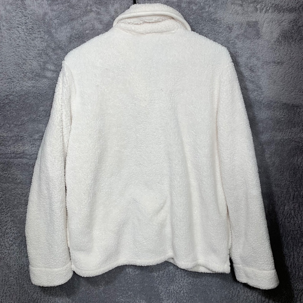 Jaclyn Intimates Women's Fleece Jacket Size M White Button Front Cozy Sherpa 100 - Picture 7 of 7